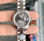 Swiss Quality Replica Rolex Datejust Rhodium Dial With Diamonds Ladies Watch 28mm